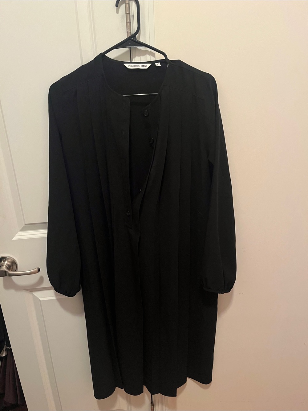 Uniqlo Black Long Sleeve Pleated Shift Dress